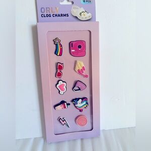 New in box Orly Clog Charms Set of 10 pieces Rainbow Unicorn